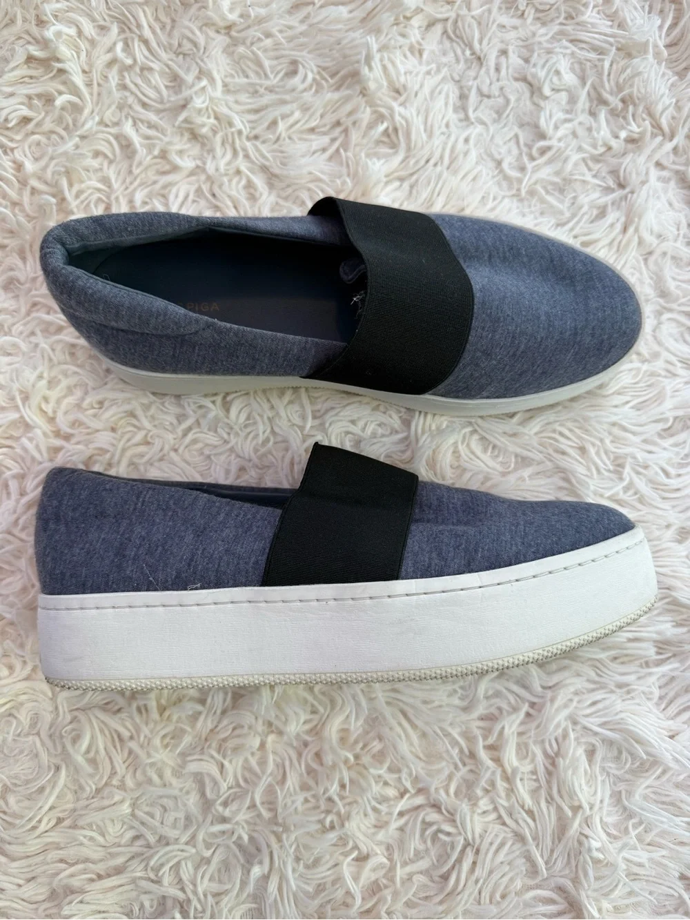 Via Spiga Traynor Slip On Platform Sneakers Gray Knit Shoes Women’s 7.5